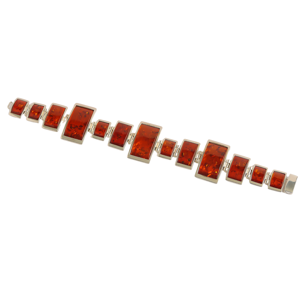 Handmade Natural Baltic Cognac Amber Geometric Designer Bracelet