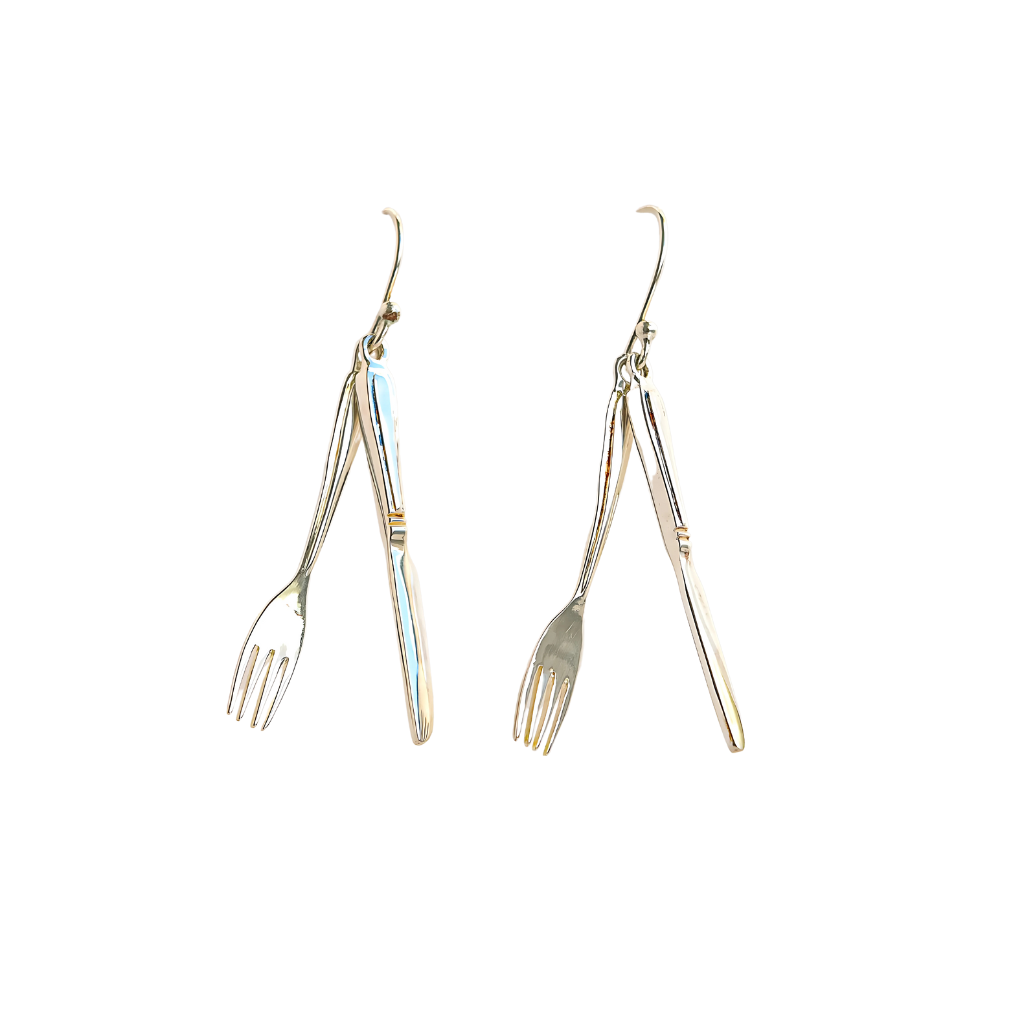 925 Sterling Silver Earrings Fork and Knife Design