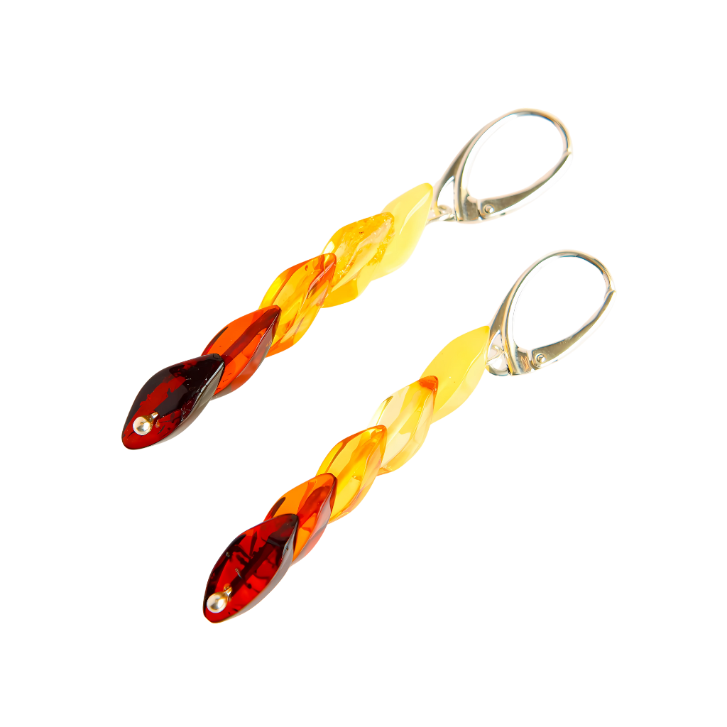 Baltic Amber Rainbow Earrings with 925 Sterling Silver