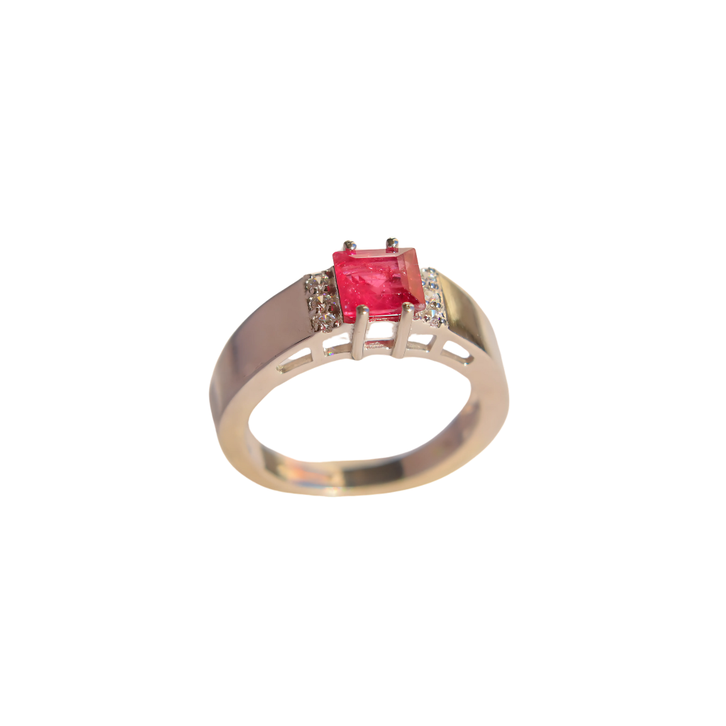 Genuine Pink Tourmaline Cushion Cut Ring in 925 Sterling Silver