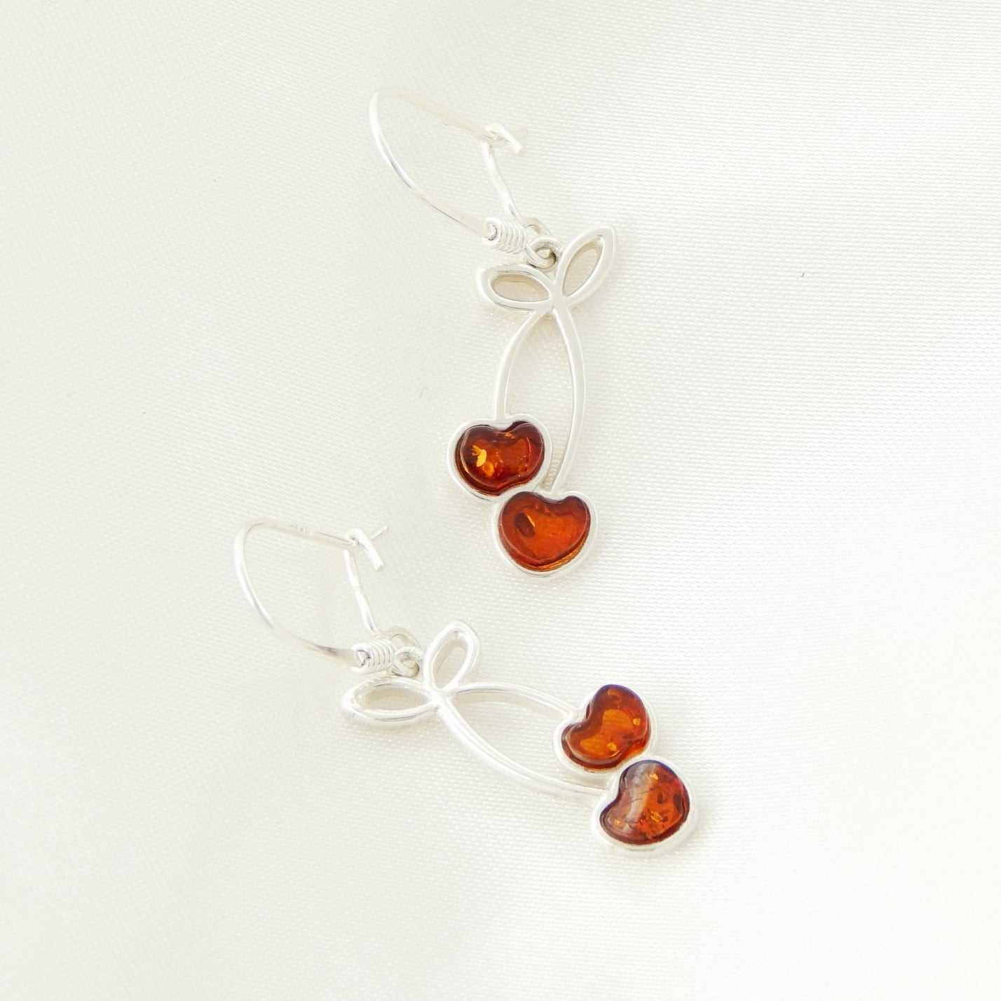 Natural Baltic Cognac Amber Cherry Earrings