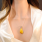 Natural Baltic Lemon Amber Pear Cut Pendant Necklace in 925 Sterling Silver