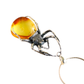 s925 necklace-Natural Baltic lemon amber black widow pendant necklace in sterling silver, Gothic design.