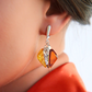 Natural Baltic Cognac and Cherry Amber Rose Dangle Earrings