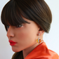 Natural Baltic Cognac and Cherry Amber Rose Dangle Earrings