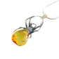 s925 necklace-Natural Baltic lemon amber black widow pendant necklace in sterling silver.