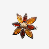 Natural Baltic Cherry and Cognac Amber Flower Statement Ring