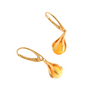 Gold Amber Earrings Baltic amber claw dangle earrings in 14k gold-plated sterling silver, showcasing butterscotch amber.