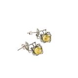 Baltic Amber Spider Earrings in 925 Sterling Silver