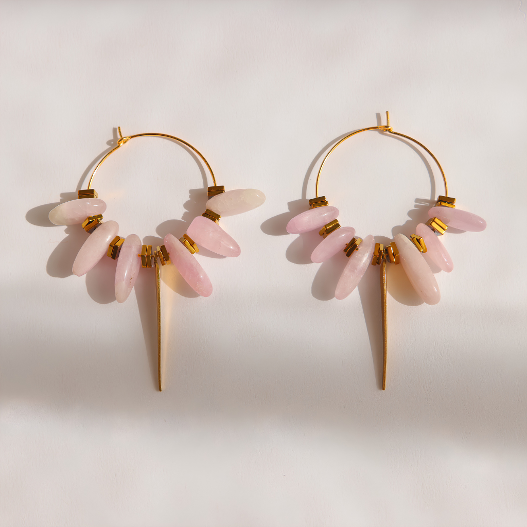 Kunzite Dagger Hoop Earrings