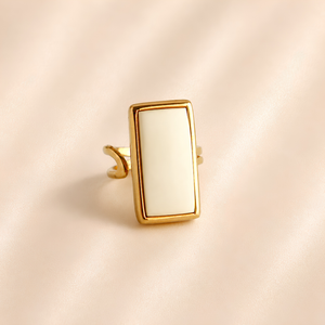 Baltic White Amber Ring in Gold Plated Sterling Silver