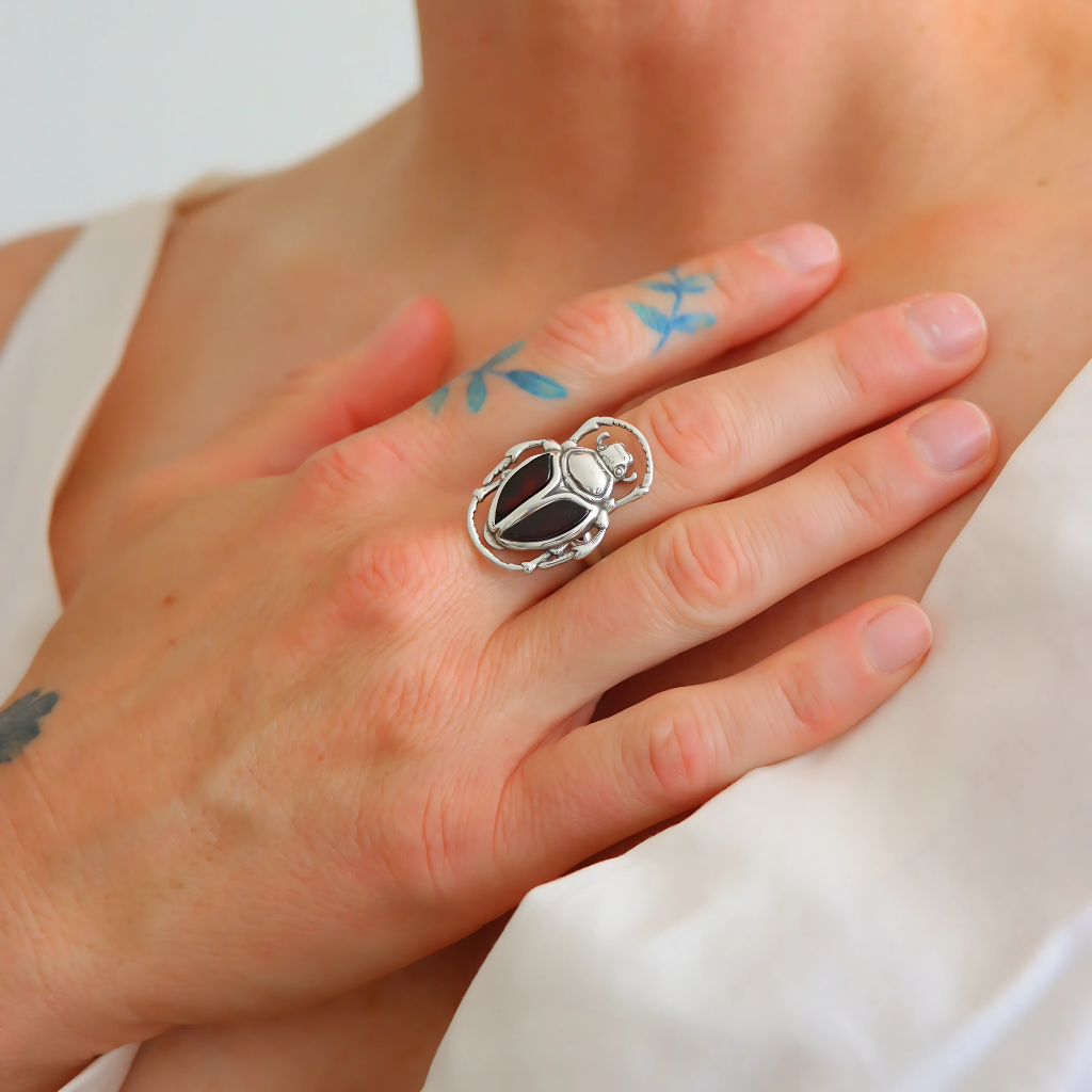 Scarab ring-Baltic amber