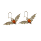 Natural Baltic Cognac Amber Luxury Bat Earrings in 925 Sterling Silver