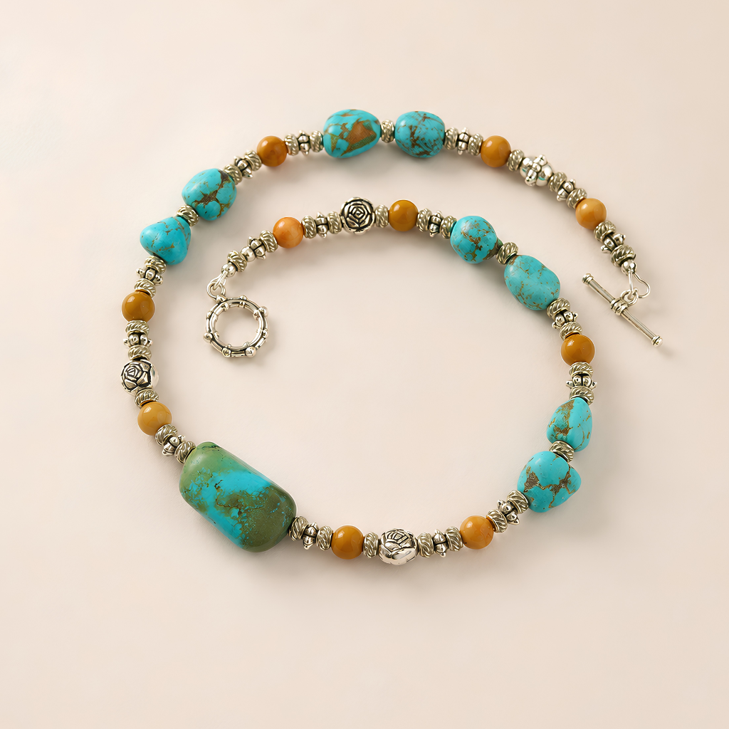 Western Turquoise Necklace with Tibetan Silver