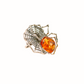 Natural Baltic Cognac Amber Adjustable Spider Statement Ring in 925 Sterling Silver