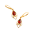 Baltic Cherry Amber antique earrings with pear-cut gemstones in tarnished 14k gold plated filigree design.