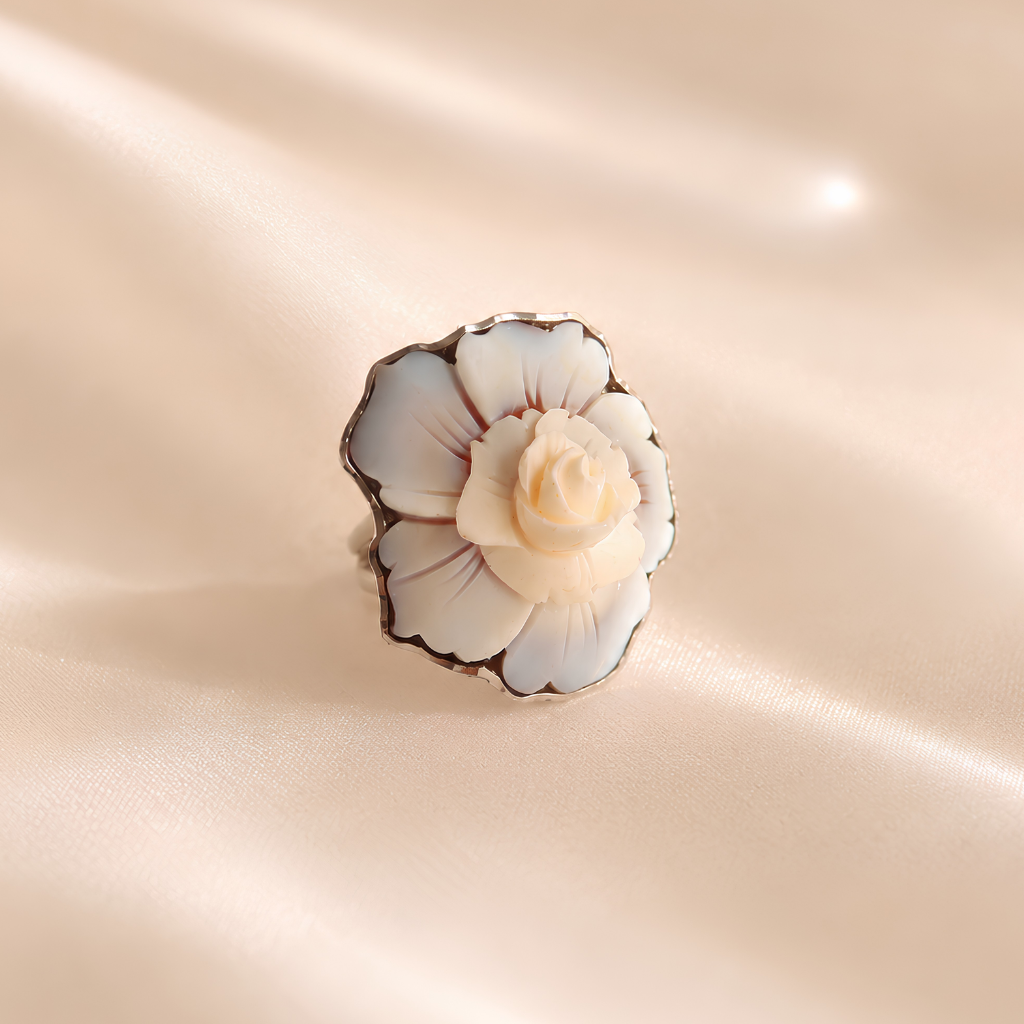 flower ring with a beige background