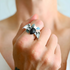 Amber Bat Ring – Baltic Cherry Amber Gothic Sterling Silver Jewelry