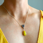 Lime Green Agate Bali Necklace with 925 Sterling Silver Chain - Jūratė Amber