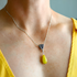 Lime Green Agate Bali Necklace with 925 Sterling Silver Chain - Jūratė Amber