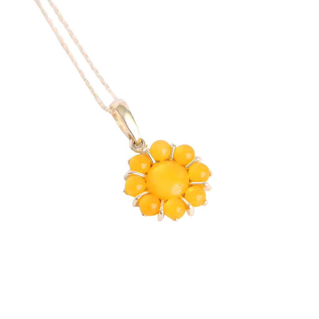 Butterscotch Amber sunflower pendant