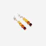 Baltic Amber Rainbow Dangle Earrings in 925 Sterling Silver