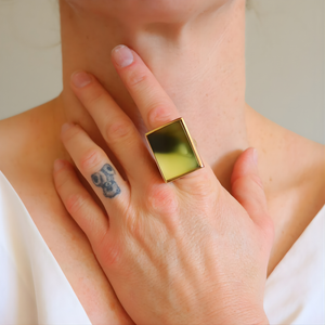 Butterscotch Amber Ring in Gold Plated Sterling Silver