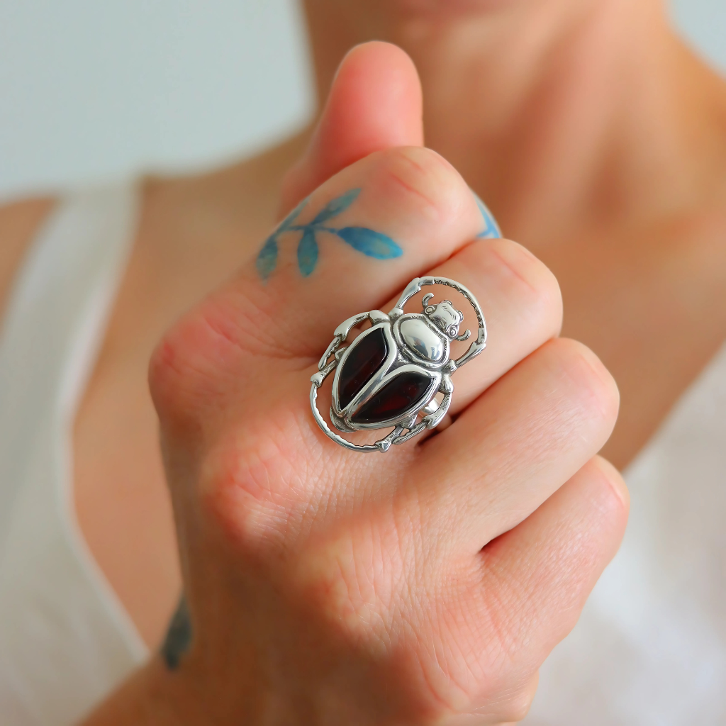Amber Scarab ring
