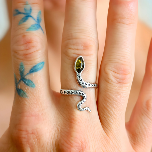 Close up amber ring sterling silver
