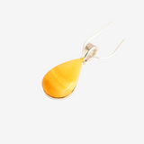 Natural Baltic Lemon Amber Pear Cut Pendant Necklace in 925 Sterling Silver