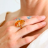 Baltic Amber Butterfly Ring | 14k Gold Plated Sterling Silver
