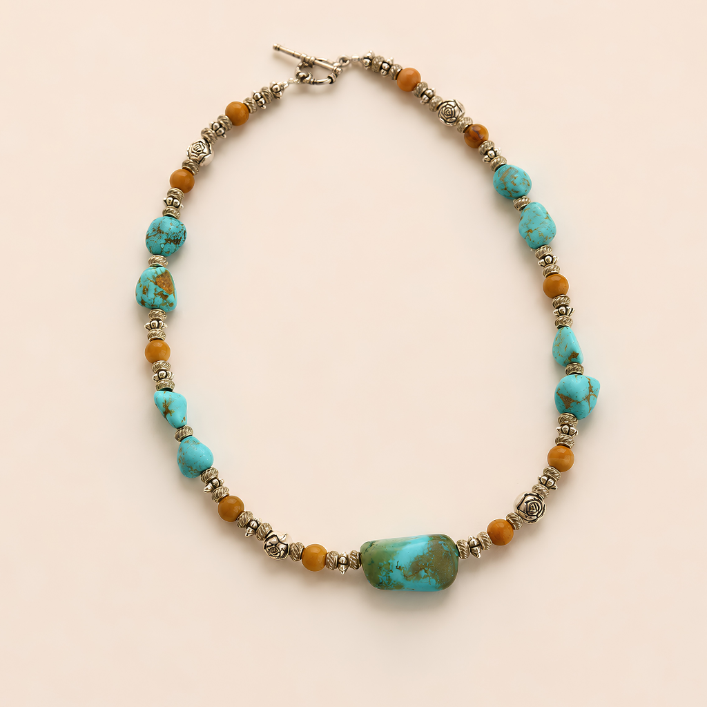 Western Turquoise Necklace with Tibetan Silver