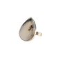 Pear-cut Dendritic Opal Ring in 925 sterling silver with black patterns.