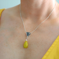 Lime Green Agate Bali Necklace with 925 Sterling Silver Chain - Jūratė Amber