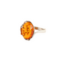 Baltic amber ring in 925 sterling silver with Victorian design and cognac amber stone.