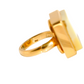 White amber square cut ring in 14k gold plated sterling silver, handmade with natural Baltic amber.