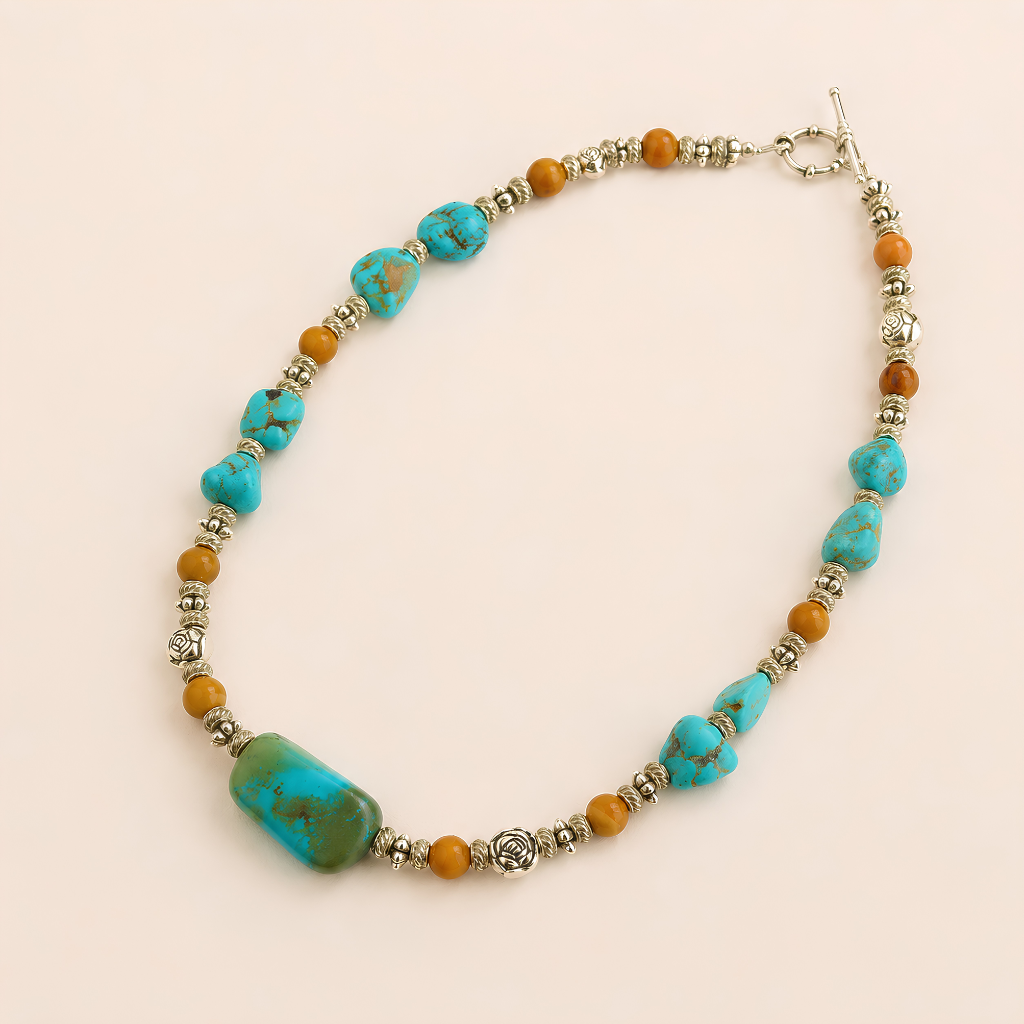 Western Turquoise Necklace with Tibetan Silver