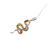 Baltic Amber Rattlesnake Pendant Necklace in 925 Sterling Silver