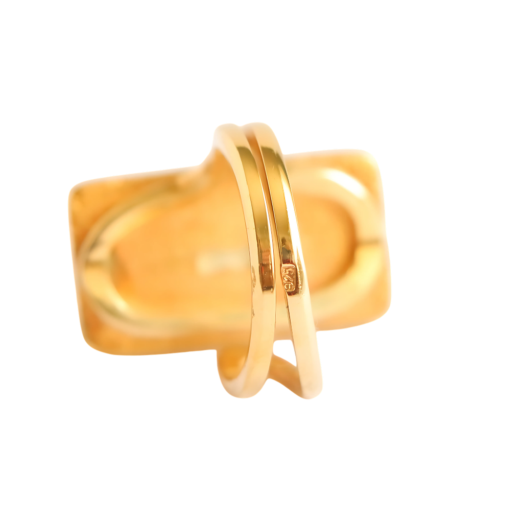 White Amber Ring – Baltic Bone Amber in 14k Gold Plated s925 Silver