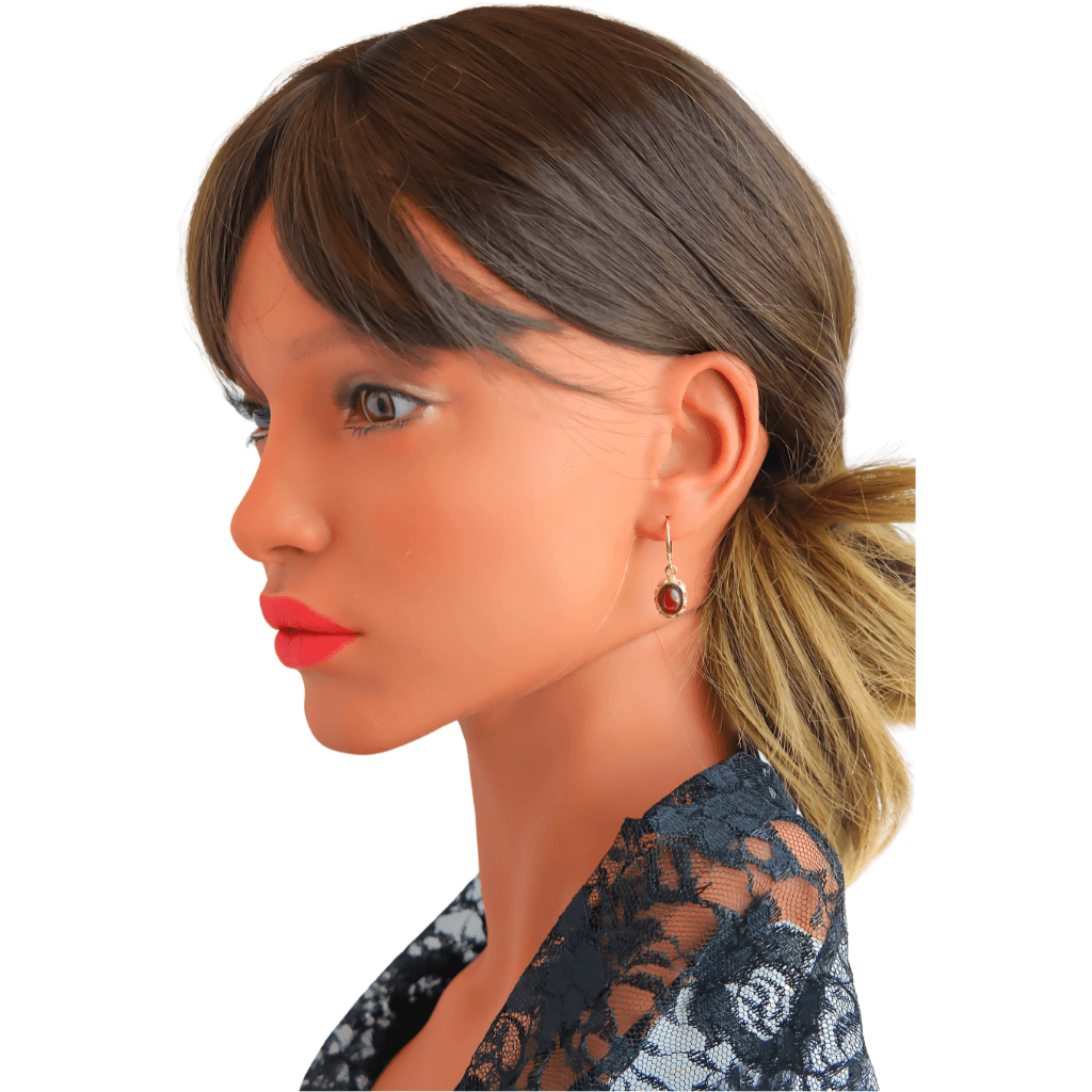 Cherry Amber Victorian Earrings – 14k Gold over Sterling Silver