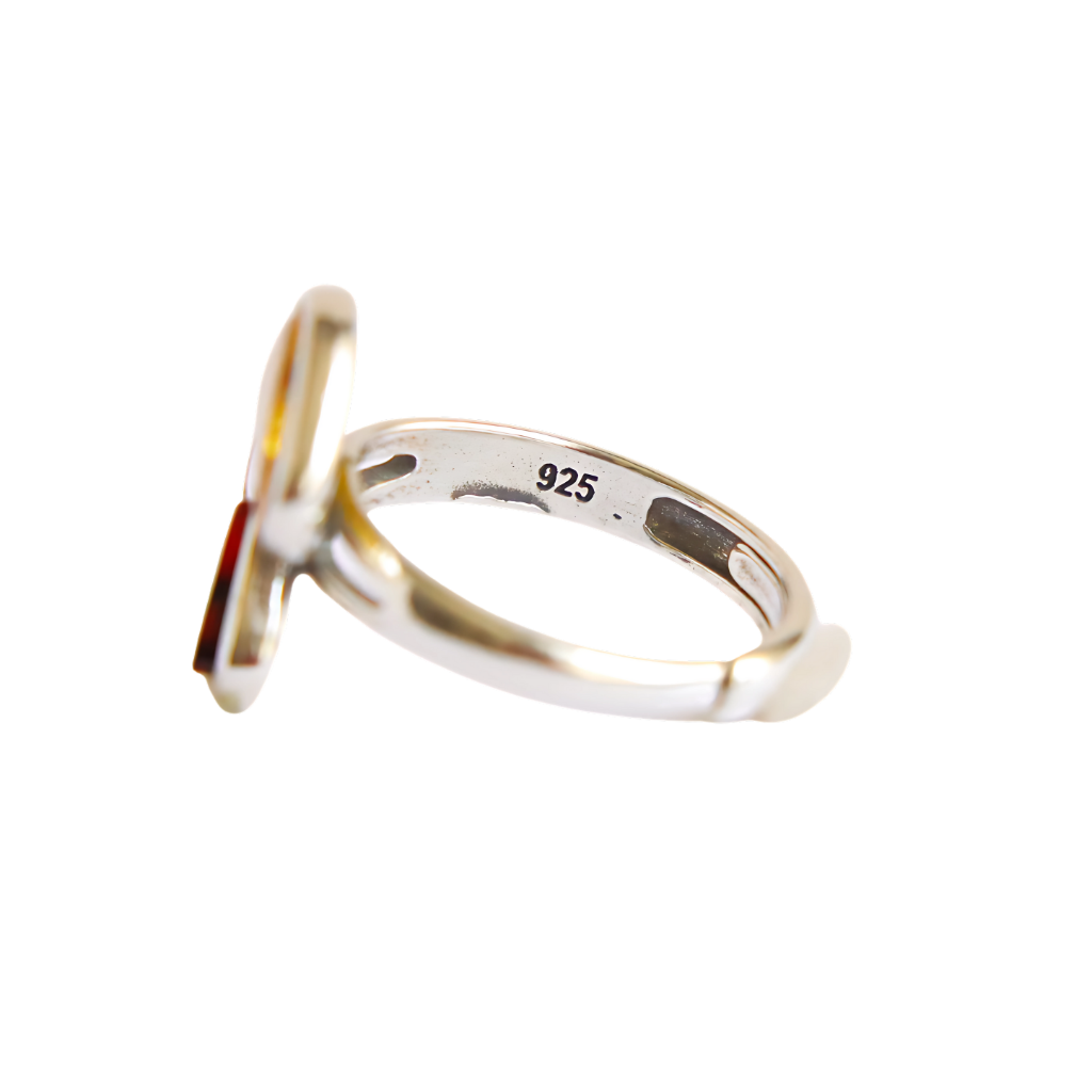 Mushroom Ring –  Baltic Amber Sterling Silver Adjustable Magic Ring
