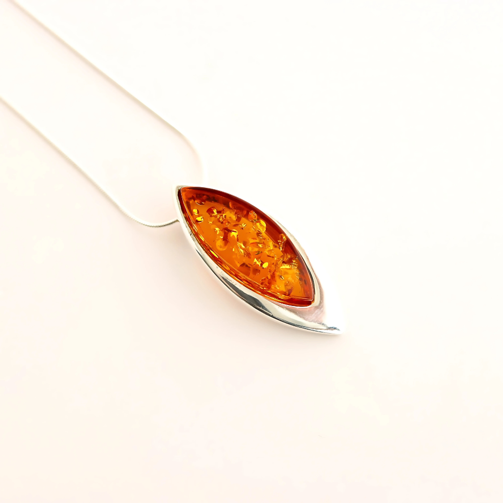 sterling silver necklace against a white background