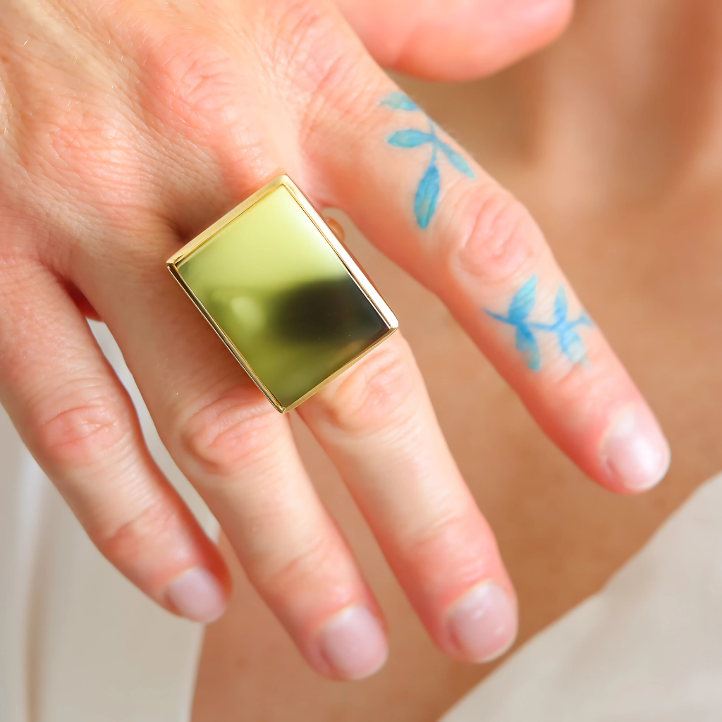 Top view amber ring cocktail ring