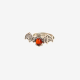 Baltic Cherry Amber Adjustable Bat Ring in 925 Sterling Silver