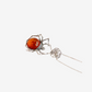 Natural Baltic Cognac Amber Spider Pendant Necklace in 925 Sterling Silver