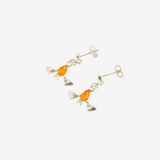 Baltic Amber Tiny Bat Dangle Earrings in 925 Sterling Silver