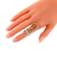 Baltic Amber Scarab Ring in Sterling Silver on hand, showcasing cognac amber and symbolic design.