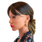 Genuine Baltic Amber gold Butterfly Earrings in 14k Gold Plated s925 on model.