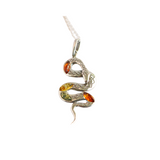 Baltic Amber Rattlesnake Pendant Necklace in 925 Sterling Silver