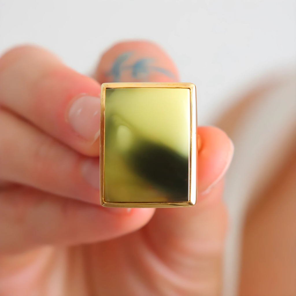 Front view amber ring cocktail ring